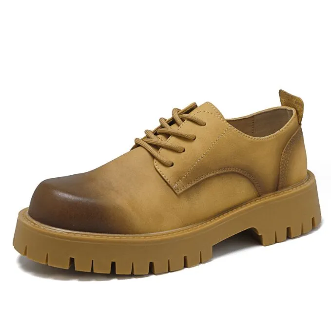 Nouveaux hommes en cuir plate-forme Oxfords à lacets épais mâle affaires Derby chaussures décontracté boucle mocassins hommes bout carré bottes formelles pour garçons chaussures de soirée 38-44