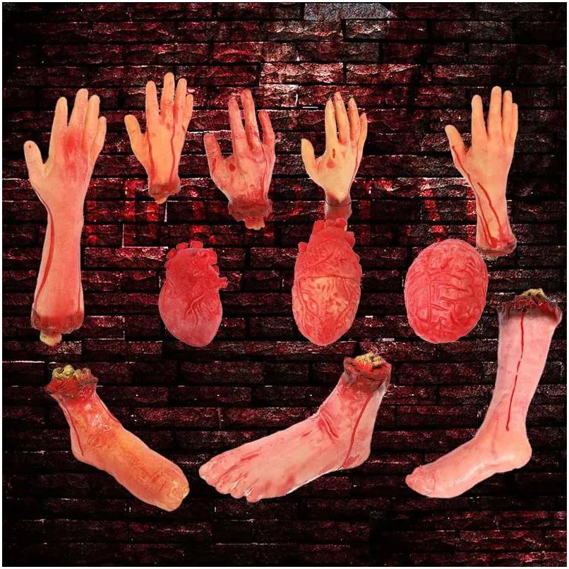 Feestdecoratie Horror Halloween Rekwisieten Bloedige Hand Spookhuis Nep Vinger Been Voet Hart Home Decor Levert Drop Delivery Tuin Dh7Z4