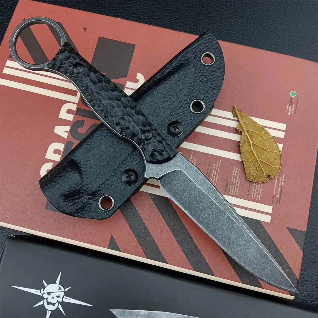 Toor Knives Anaconda Couteau à lame fixe 9,5 cm, point de chute en oxyde noir, poignées G10 noires avec anneau rose, gaine Kydex noire, autodéfense extérieure, tactique, camp, chasse, combat