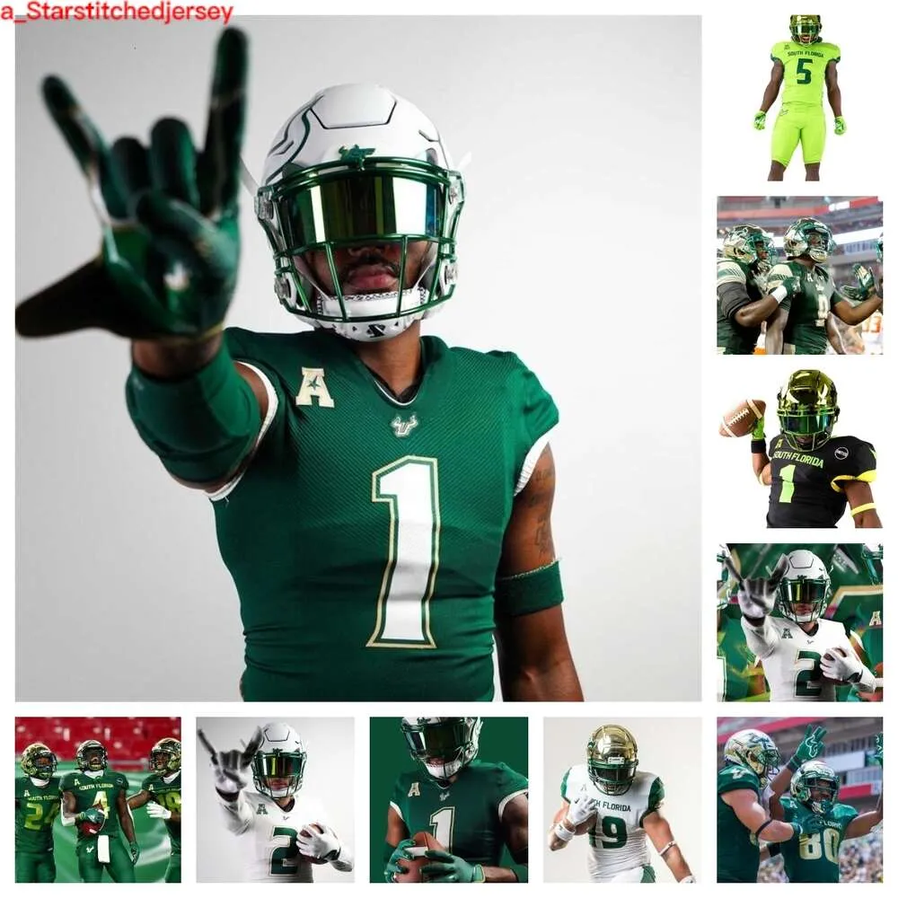 2023 South Florida Bulls Football Jersey 15 Jayden Curry 65 Mike Lofton 13 Tramel Logan 45 CJ Ross 72 Cole Best 94 Keeon Terrell 24