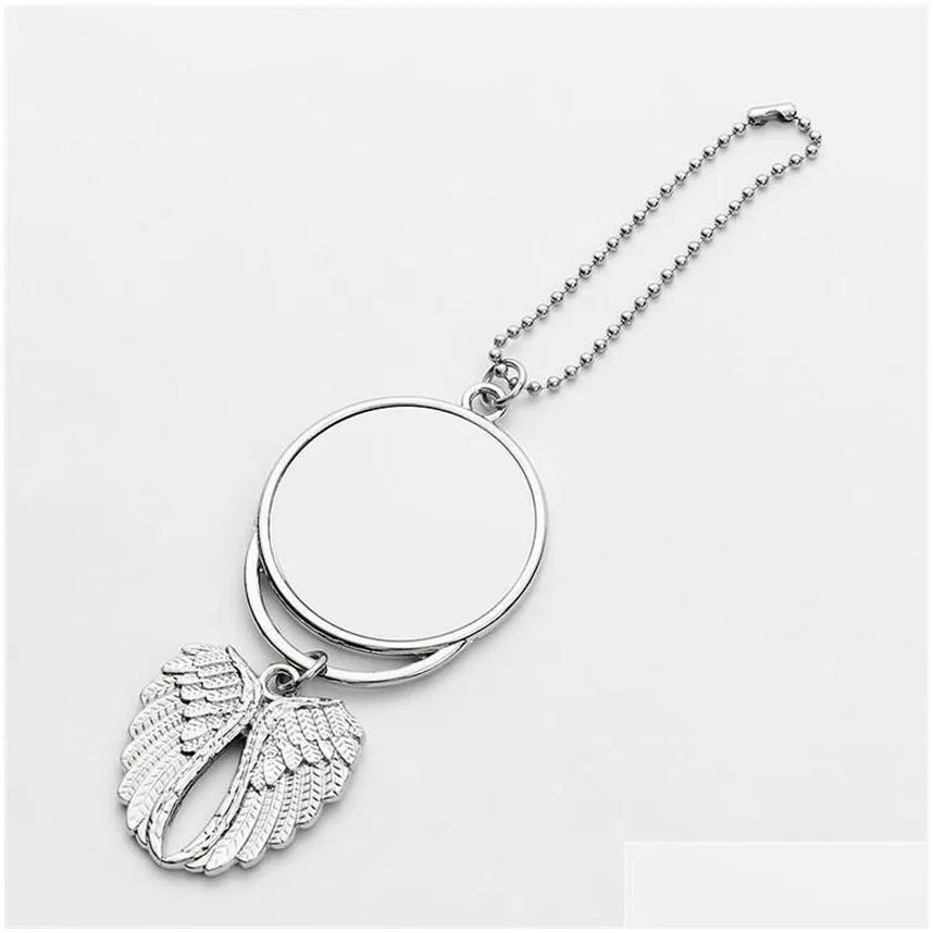 sublimation big wings necklaces pendants blanks car pendant angel wing rearview mirror decoration hanging charm ornaments