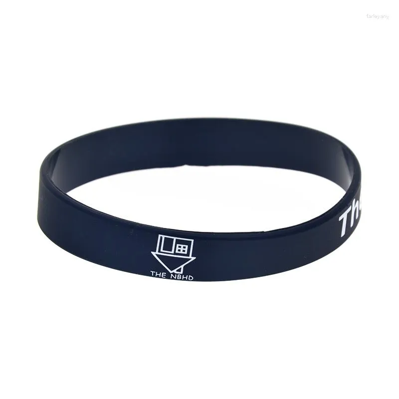 Bracelets de charme 1 PC Le quartier Bracelet en caoutchouc de silicone Logo imprimé noir