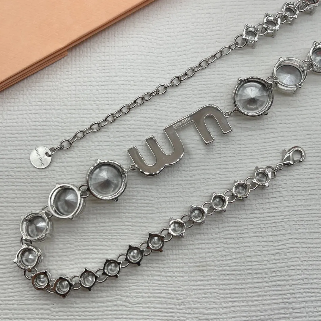 MI U – collier et Bracelet en Zircon avec lettres et strass, grand ensemble de diamants, tempérament, lumière douce, nouvelle collection 2023