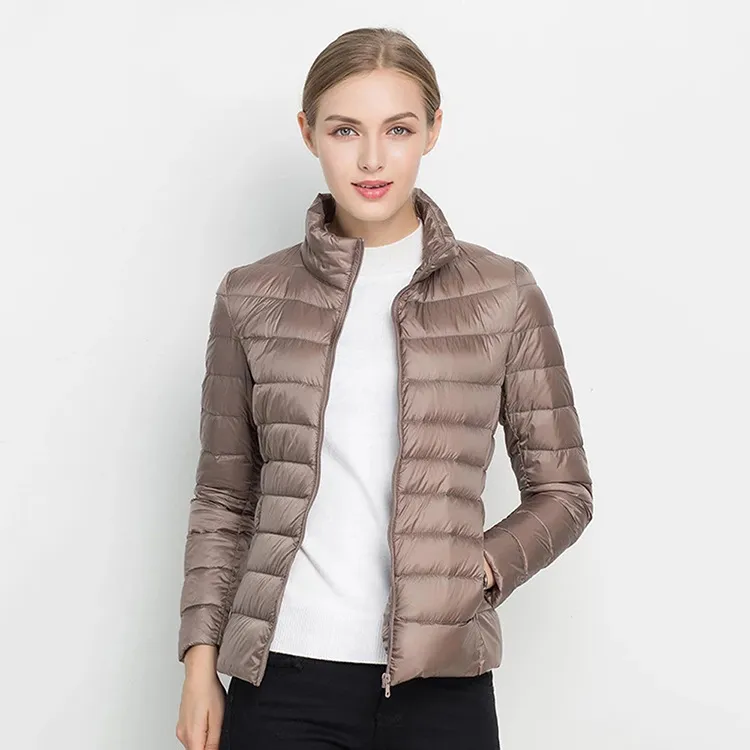 Lu mulheres outono inverno jaqueta moda curto ultra leve empacotável puffer casacos feminino para baixo quente coreano fino ajuste parkas S-8XL