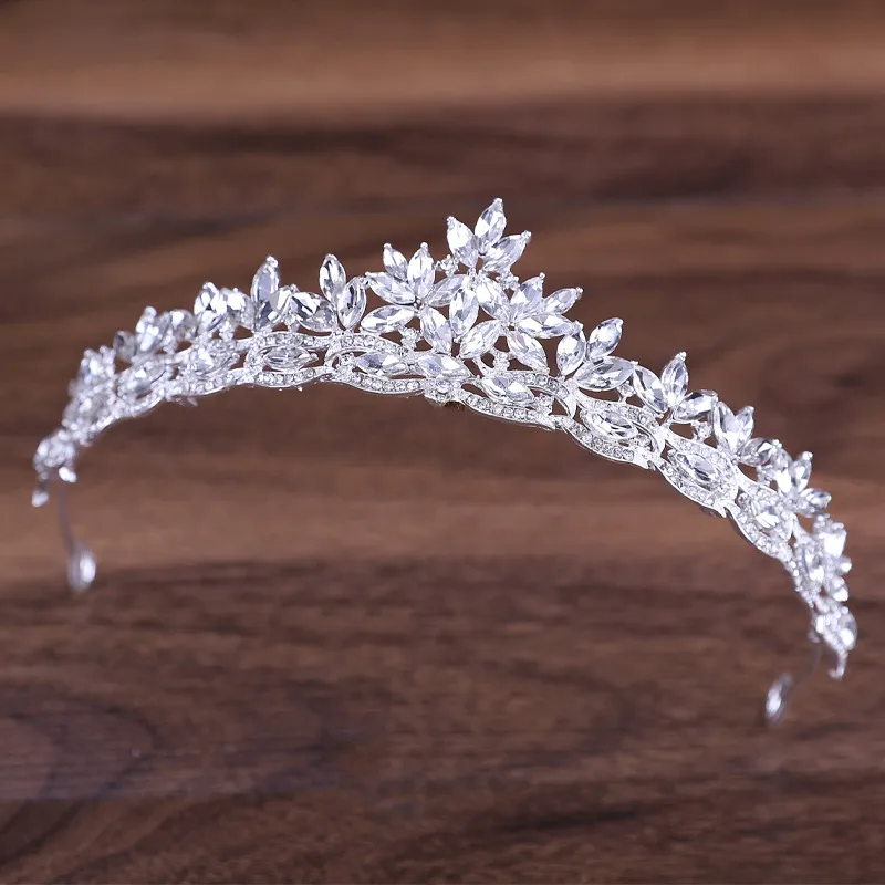 Rhinestone Bridal Crown Tiara Silver Plated Crystal Prom Crowns Headband Wedding Hair Accessories Jewelry Crown