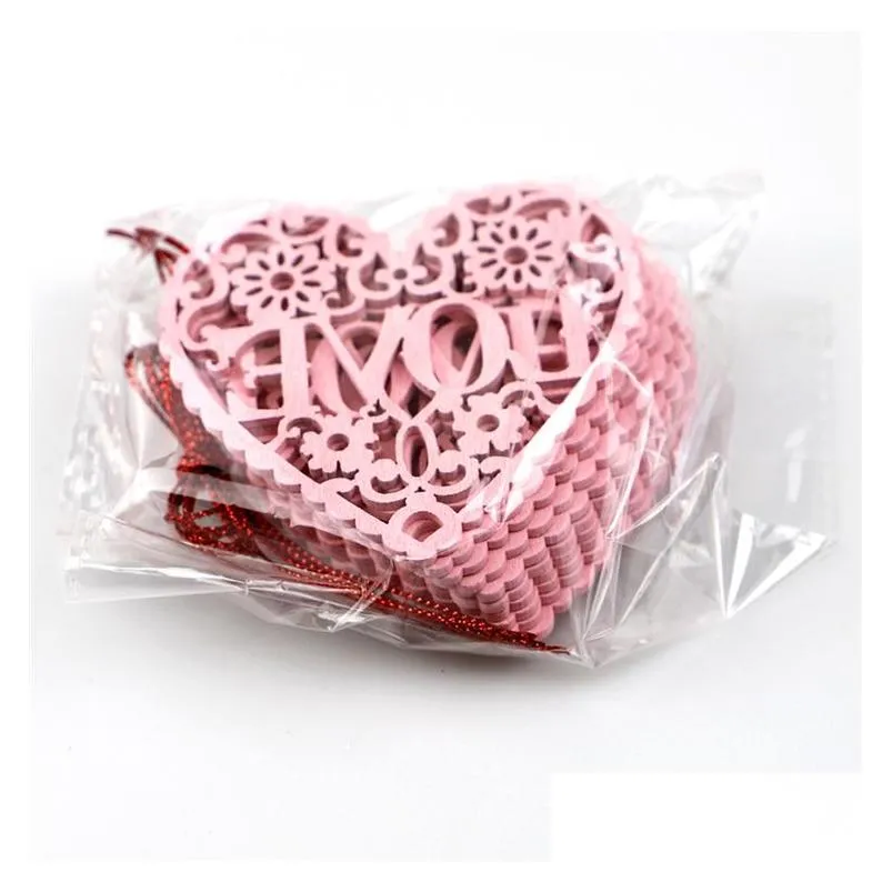 Décoration de fête Festive en bois Amour Ornements Décorations Saint Valentin Cadeaux Fournitures 8Cmx8Cmx0.3Cm Zc018 Drop Delivery Home Garden Dh5Do