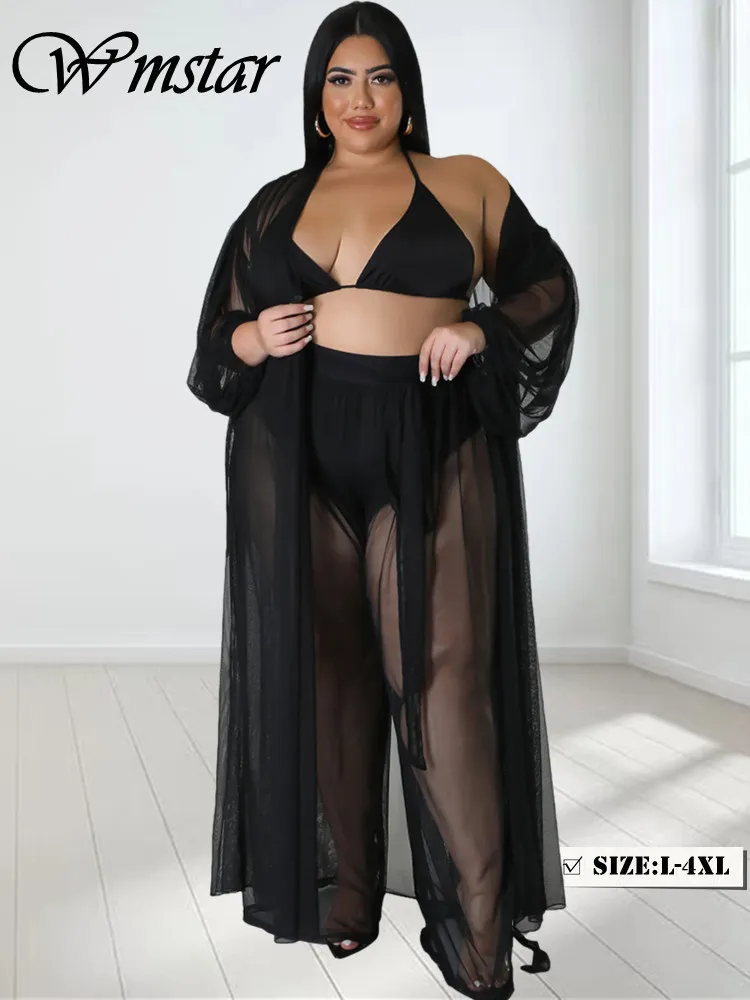 Plus size Dresses Wmstar Size Two Piece Set Clothing Mess Bra Top and Pants Wide Leg In Matching Wholesale Dropshopping 2023 230912