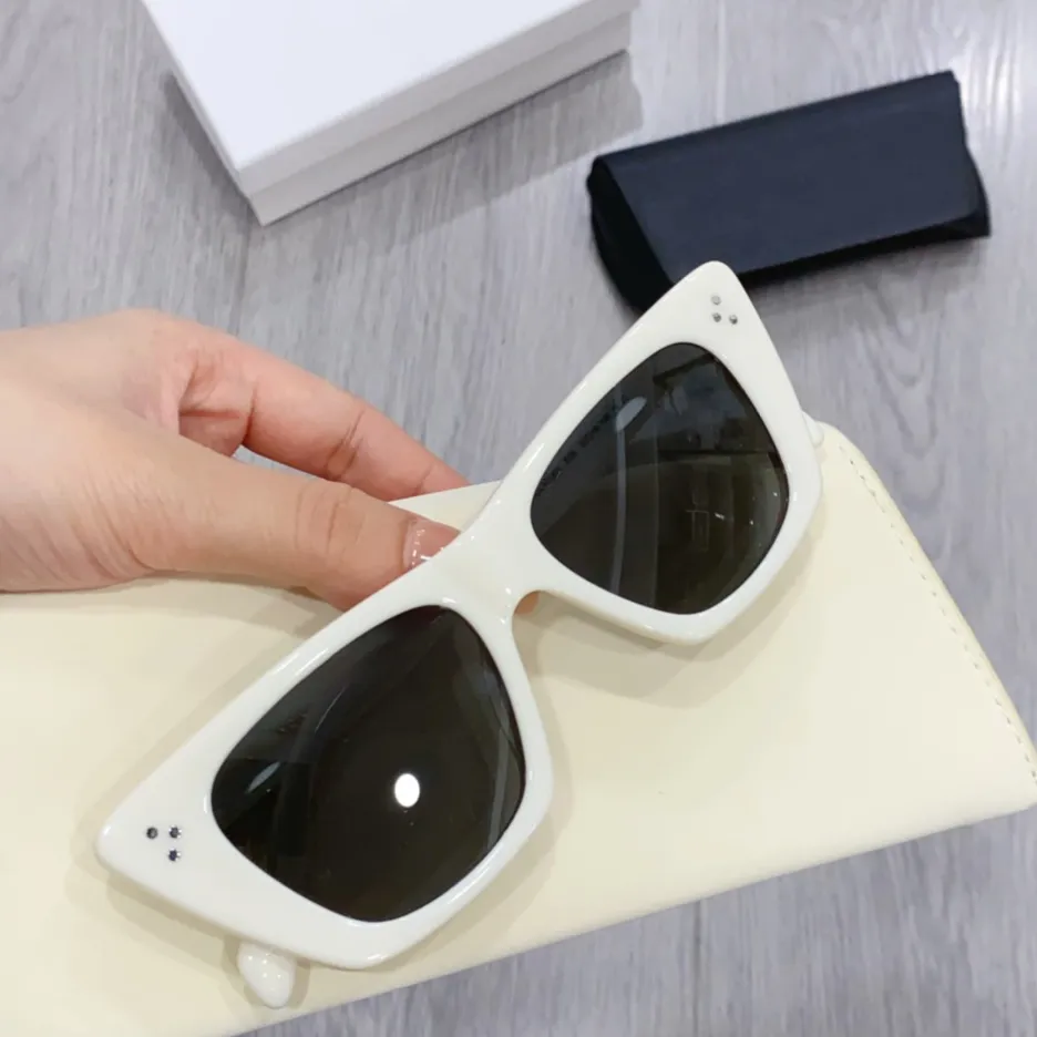 Cat Eye Sunglasses Ivory/Dark Gray Lens 40187 Women Summer Sunnies Gafas de Sol Sonnenbrille UV400 Eyewear with box