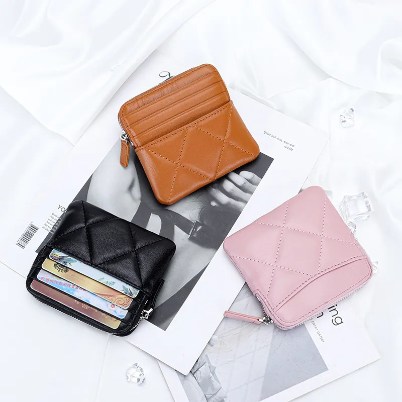 Moda mulher carteira de luxo designer titular do cartão moeda bolsas carteiras couro genuíno mini bolsa das mulheres dos homens cartão de crédito bolso organizador