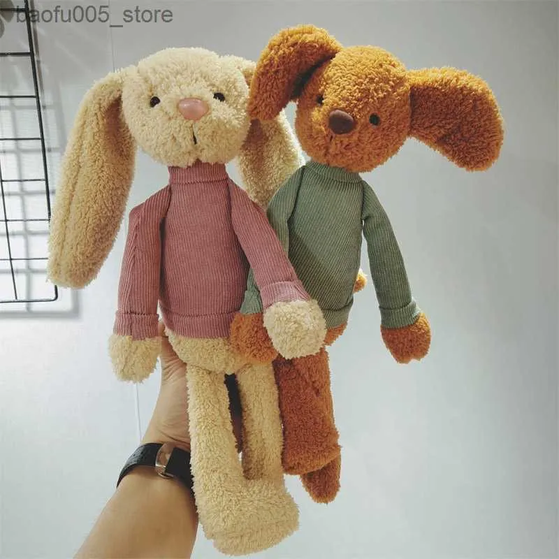 Peluş Bebekler Yeni Tasarım Tavşan Peluş Oyuncak Sevimli Dolgulu Hayvan Giyinmiş Bebekler Kawaii Yumuşak Terry Kadife Köpek Sıçan Oyuncak Kız Bebek Noel Hediyeleri Q230913