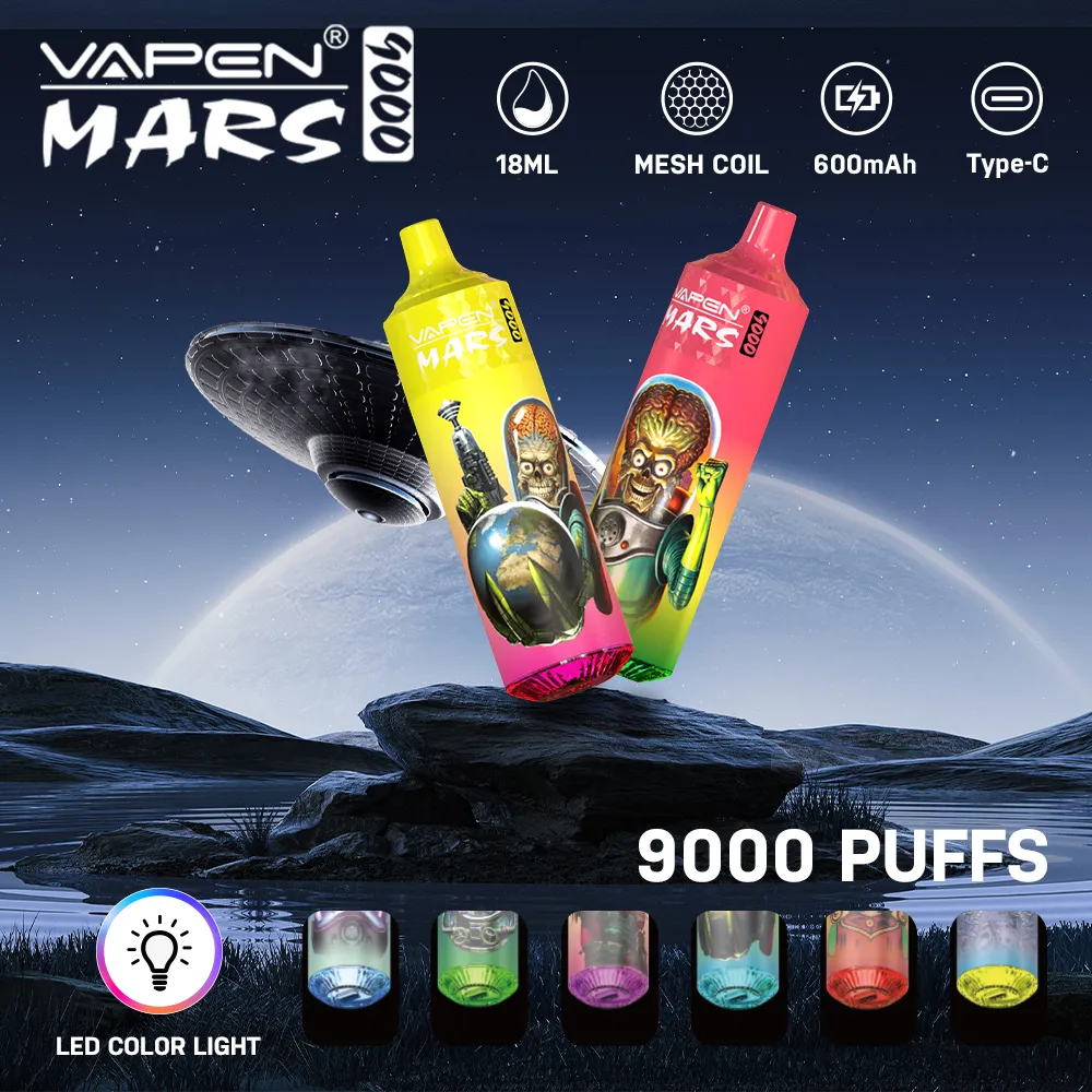 Original Puff 9000 Vapen Tornado 9000 Puffs 9K Vapes Einweg-E-Zigaretten Vape mit Mesh-Spule RGB-Licht wiederaufladbarer Akku 18 ml vorgefüllter Pod Big Puff Pen 0%2%5%