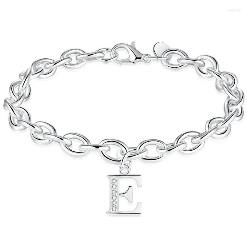 LKWIDI Sterling Silver Letter 'E' Charm Bead - 925 Silver Pendant For Bracelets & Necklaces