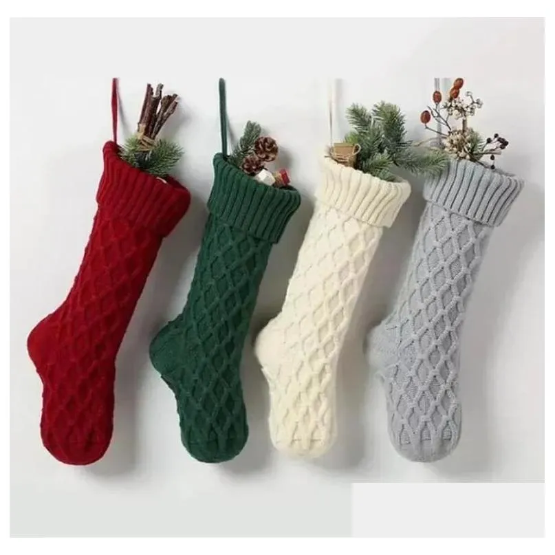 Christmas Decorations Personalized High Quality Knit Stocking Gift Bags Xmas Socking Large Decorative Socks Drop Delivery Home Garden Dhche