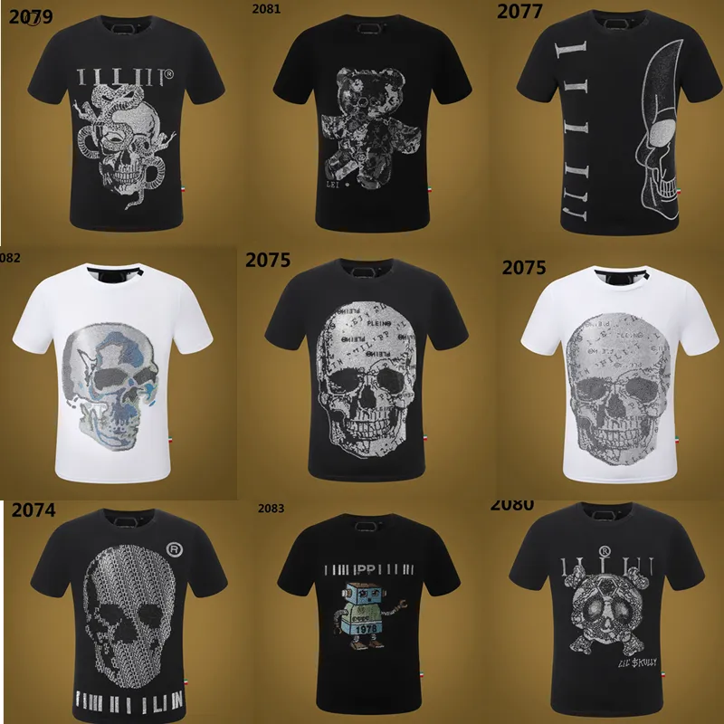 إسقاط سفينة Phillip Plain Men Designer pp skull diamond t Shirt Shirt short sleeve Dollar Brown Bear Brand Tee O-Neck High Jayse Skulls Tops SP1688