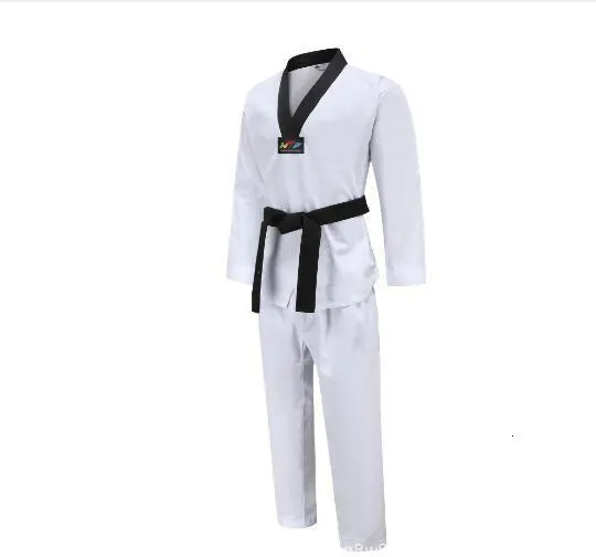 Andra sportartiklar TKD -kostymer kläder Vita taekwondo -uniformer WTF karate judo dobok kläder barn vuxna unisex långärmad gi uniform 230912
