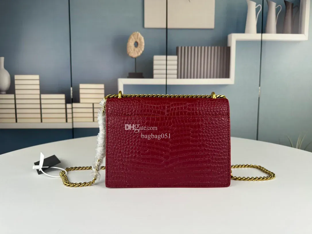 Luxury Designer Womens Bag High Quality 2023 Autumn Winter Crocodile Skin Embossed Sunset Bag Shoulder Bag Chain Bag 6622 From 56 35 DHgate