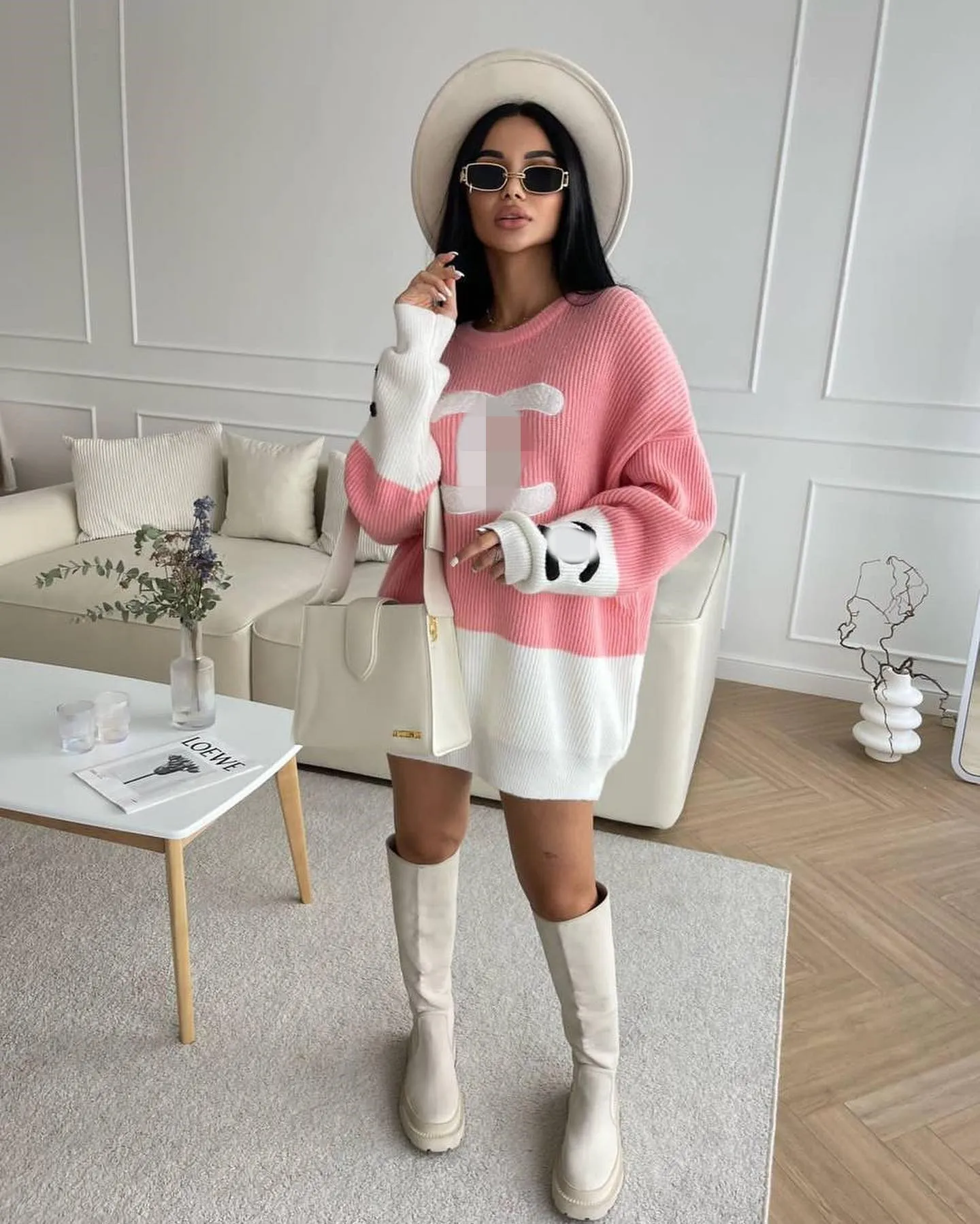 Womens Oversized Knit Sweater Dress Pullover Long Sleeve Crew Neck Acetate  Wool Blend from Dhgate Womens Sweaters - price 17.49