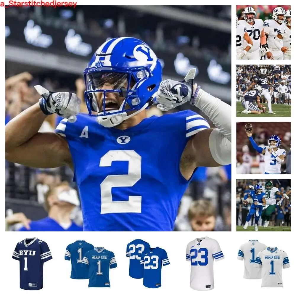 2023 Brigham Young Cougars Football Jersey 18 Ryder Burton 2 Ben Bywater 2 Chase Roberts 68 Peter Falaniko 13 Isaiah Bagnah 35 Zion Allen 49 Nason Coleman