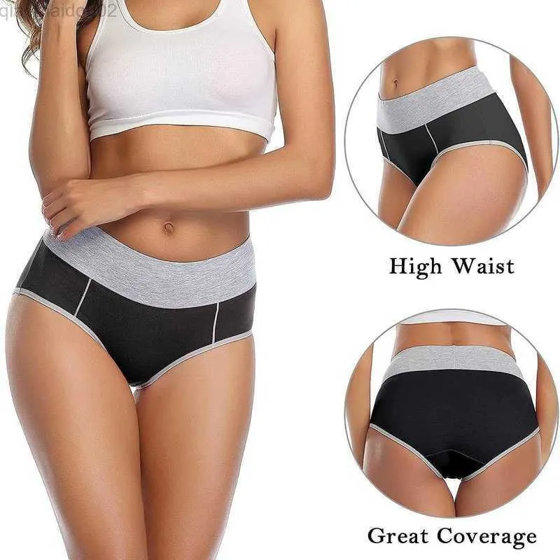 Women's High Waisted Cotton Underwear Soft Breathable Panties Stretch  Briefs,4 Pack