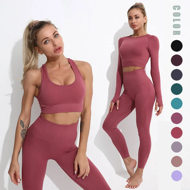 Terno esportivo feminino feminino roupas esportivas mulher ternos de  ginástica roupas de fitness roupas esportivas femininas 2 peças conjunto de  yoga