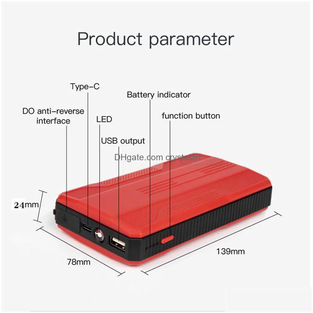 car jump starter power bank 20000mah car booster emergency battery 12v starting device 400a/600a car starter battery