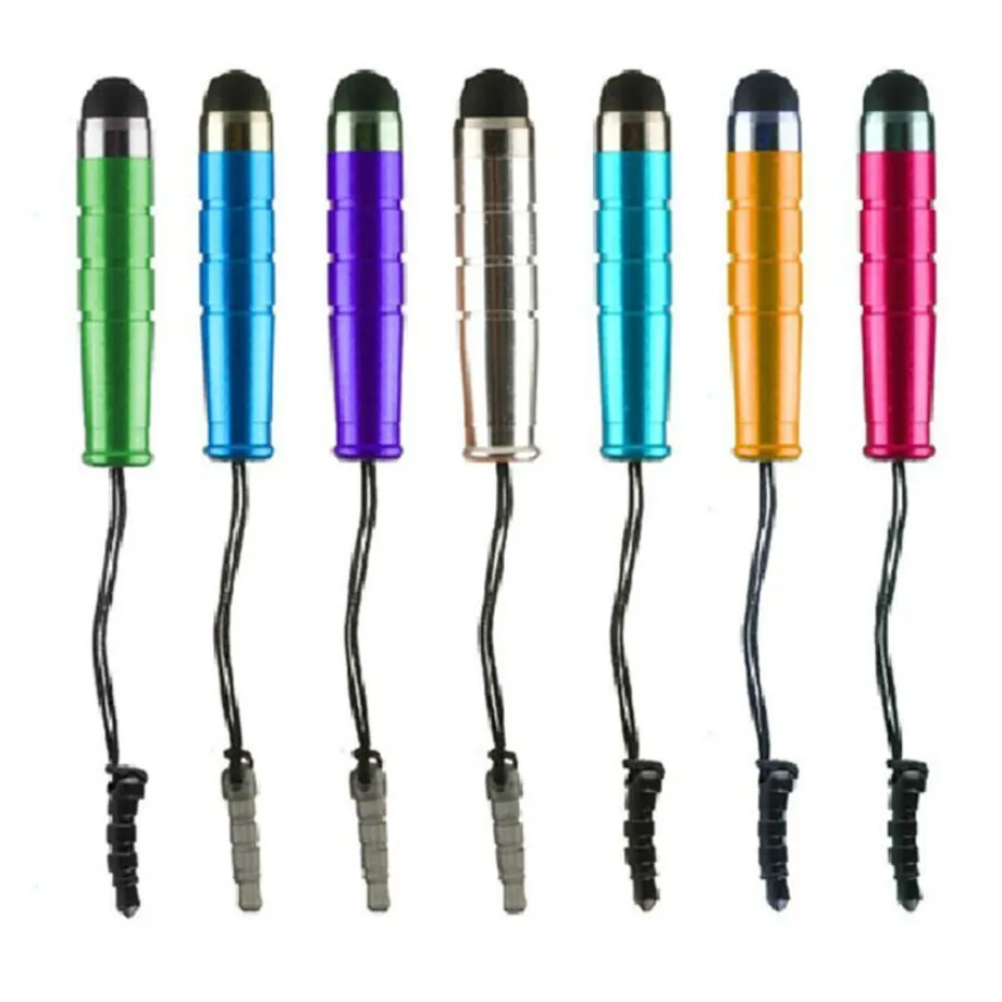 Mini Bullet Stylus capacitieve schermaanraakpen met stofplug voor mobiele telefoontablet