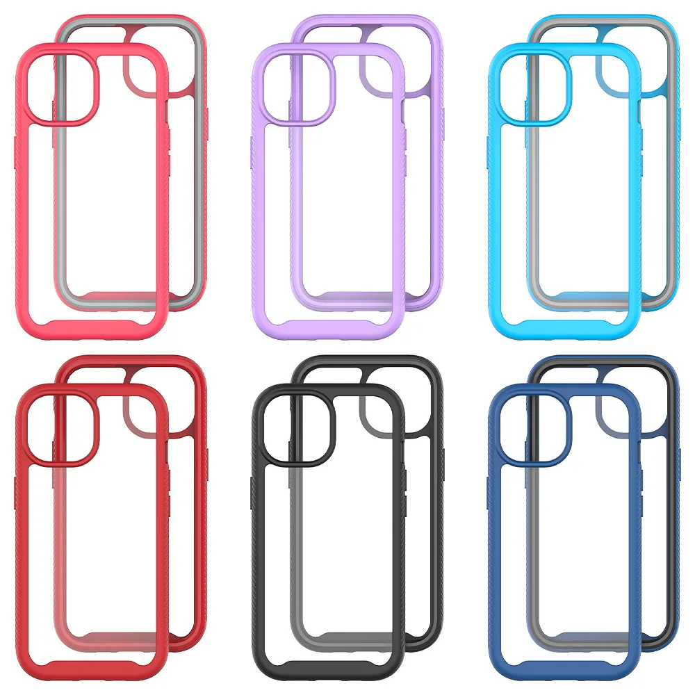 Cross border iPhone 15 phone case customization TPU+PC two in one anti drop transparent acrylic protective case