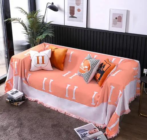 Simple Modern Home Sofa Towel Orange Big Brand Knitted Blanket Fashion Cover Blankets Dust Cover
