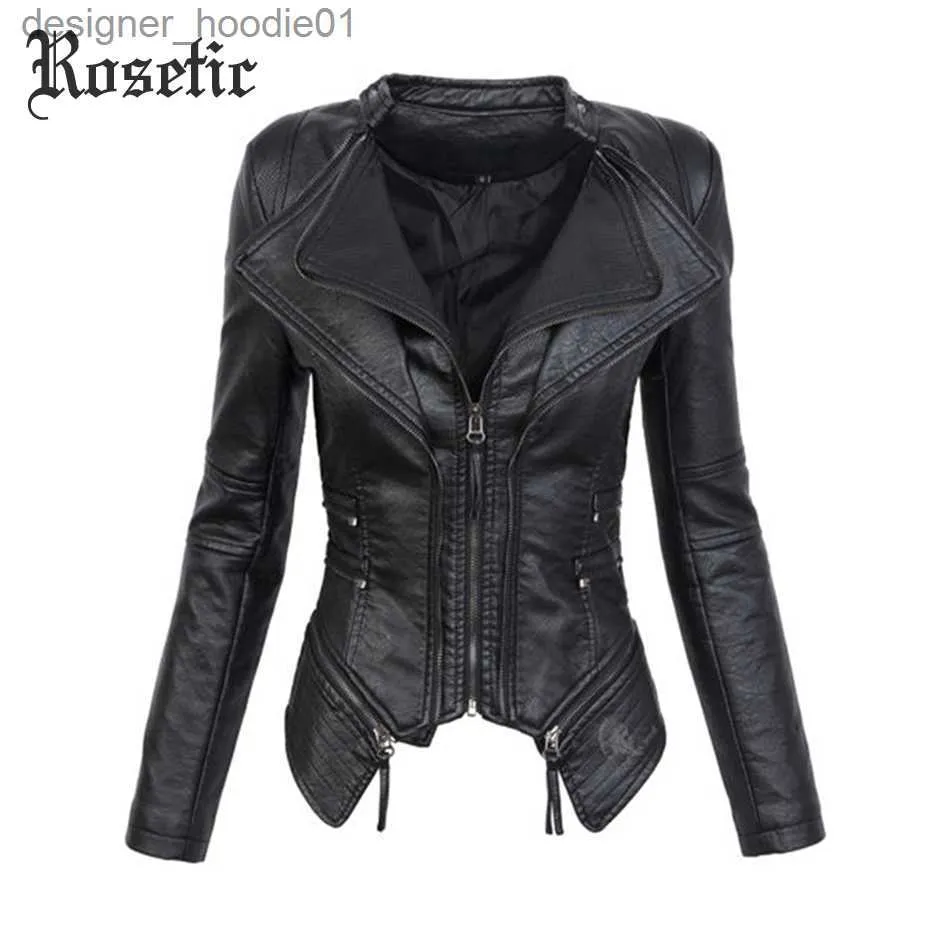 Men's Fur Faux Fur Rosetic Gothic Jacket Women Leather Female Coat Autumn Faux Soft Leather Jacket Women Fashion Zipper Motorcycle PU L18100904 L230913