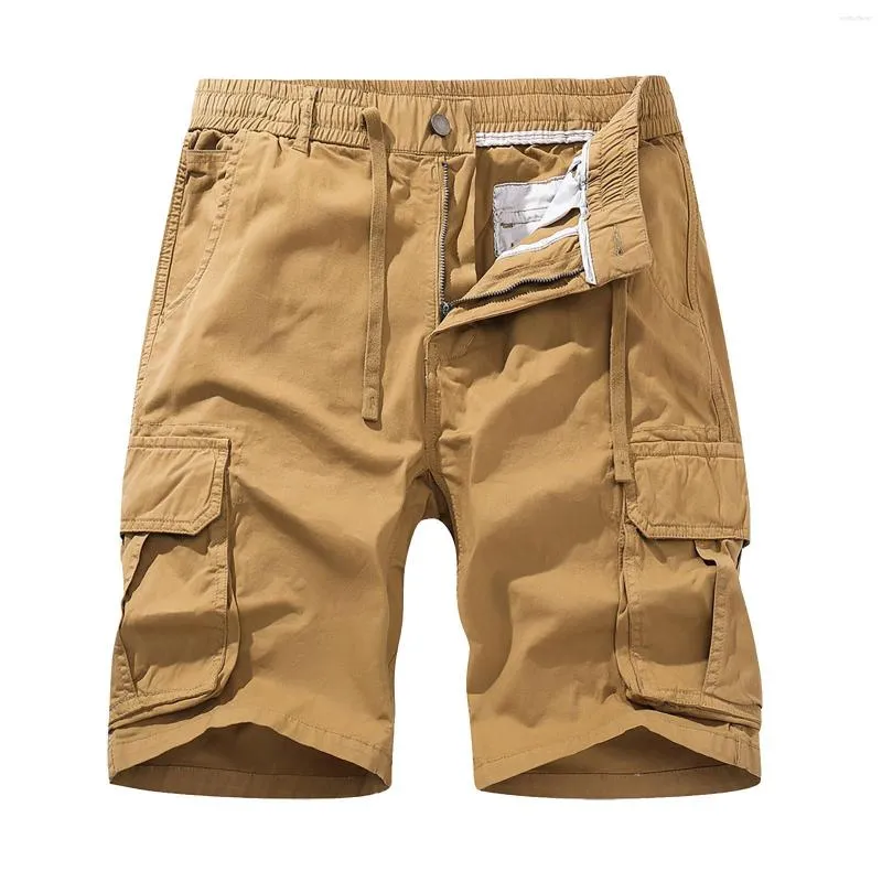 Pantaloncini da uomo per il tempo libero Cargo Cotton Summer Vintage Sport Trunks Allenamento con coulisse Multi tasche Abbigliamento per uomo