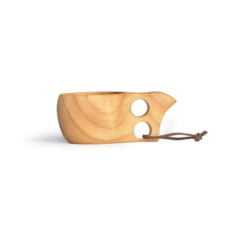 バーツール60pcs/lot Kuksa Cup New Finland Handmade Portable Wooden for Coffee Milk Water Mug Tourism Gift Drop Delivery Garden Ki Dh1mj