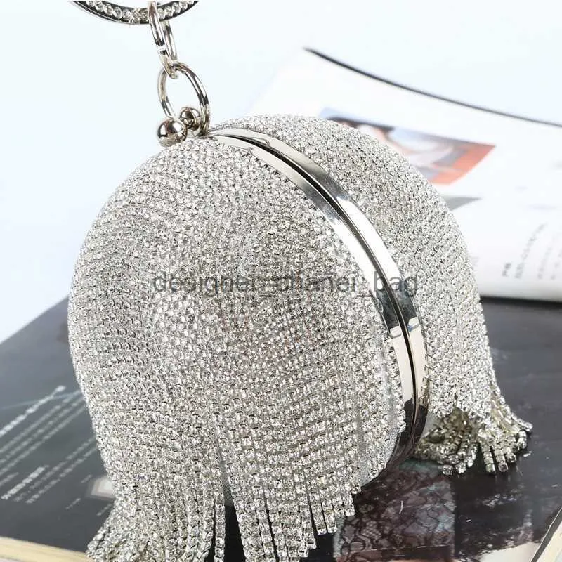 Sacs de soirée Anneau circulaire Sacs de soirée en métal or/argent strass boule ronde sacs à main élégant luxe pochette sac à main petits portefeuilles de mariage