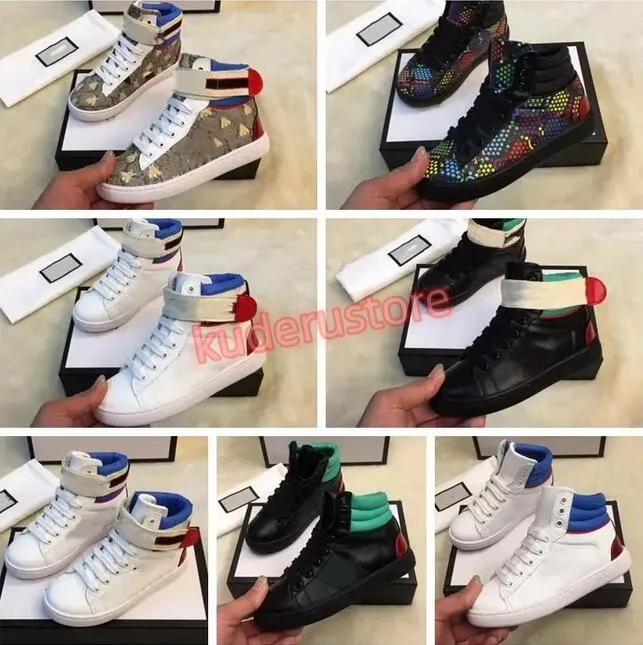 2023 infantil sapatos clássicos designer de luxo crianças high-top criança abelha tênis retro sapato preto branco ao ar livre esportes treinadores tamanho 35_44 h7