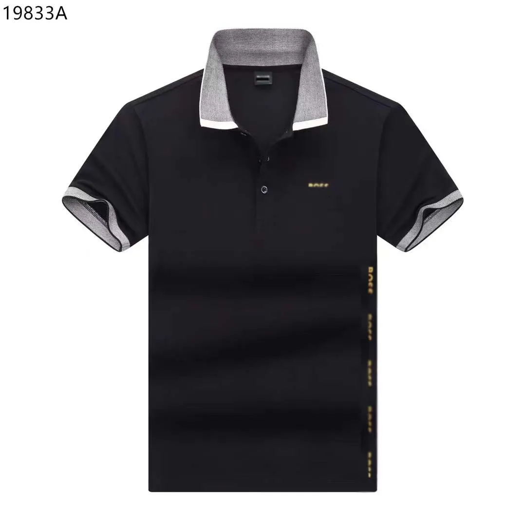 Polo lettre décontracté court hommes mode lâche revers demi manches hommes vêtements T-shirt