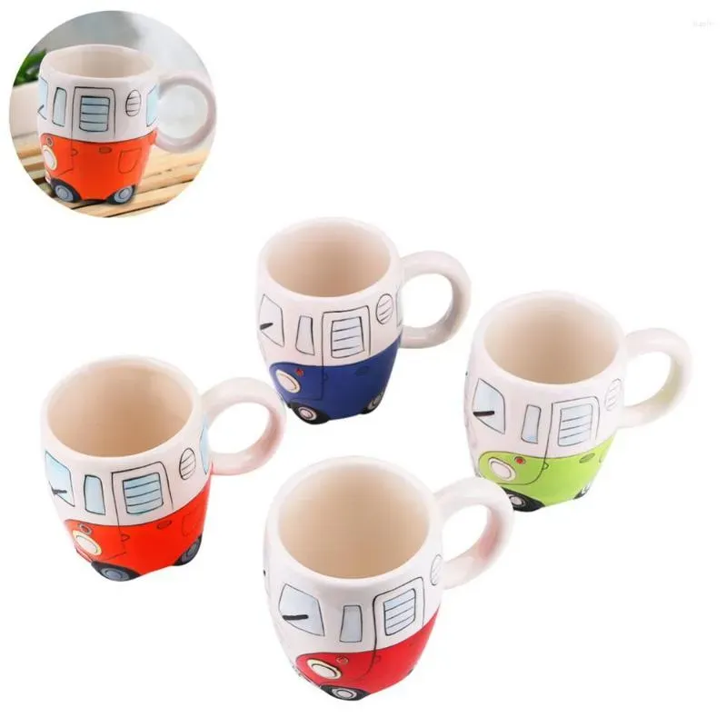 UPS Tassen 40 teile/los Mode Cartoon Doppel Bus Hand Malerei Retro Keramik Tasse Kaffee Milch Tee Becher Drink Novetly geschenke JJ 9,13