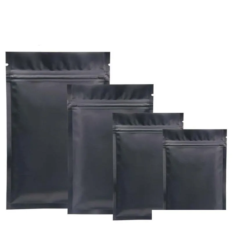 Förpackningsväskor Partihandel svart mylar aluminiumfolie dragkedja för långvarig matlagring och samlarföremål skydd två sidor färgade dr dh4xp