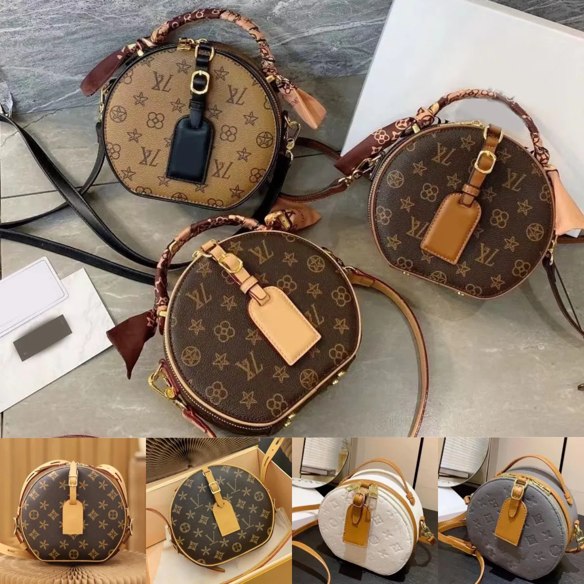 10A Luxury Designer Boite Chapeau Round Bag Cake Cowhide Shoulder Crossbody Bags Nano Handbags Clutchs Women Phone Camera Purses Makeup Bag Dhgate Shoulder Bags New