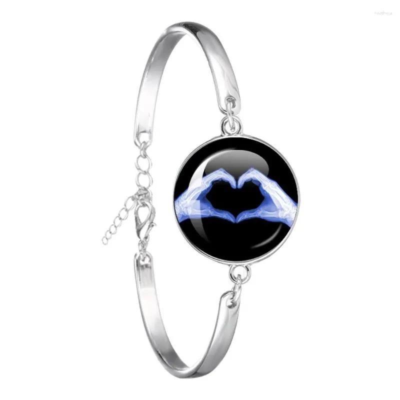 Link pulseiras jóias cúpula pulseira de vidro estetoscópio imagem de raio x logotipo temático criativo gráficos e texto moda jóias presente