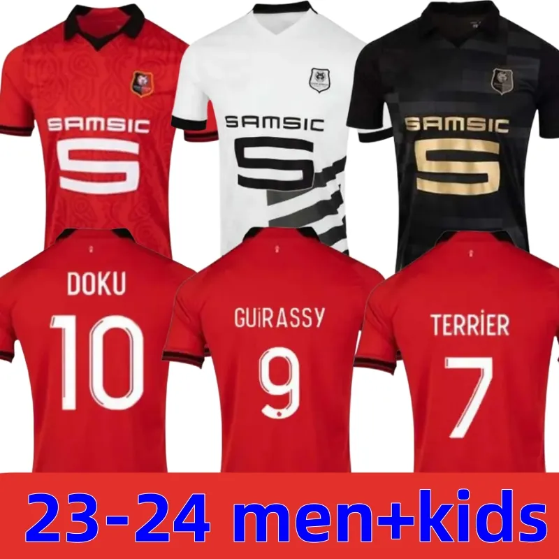 23 24 Stade Rennais camisetas de fútbol Inicio Rennes maillot de foot 2023 SULEMANA BOURIGEAUD TERRIER DOKU LABORDE SANTAMARIA hombres niños kit camisetas de fútbol