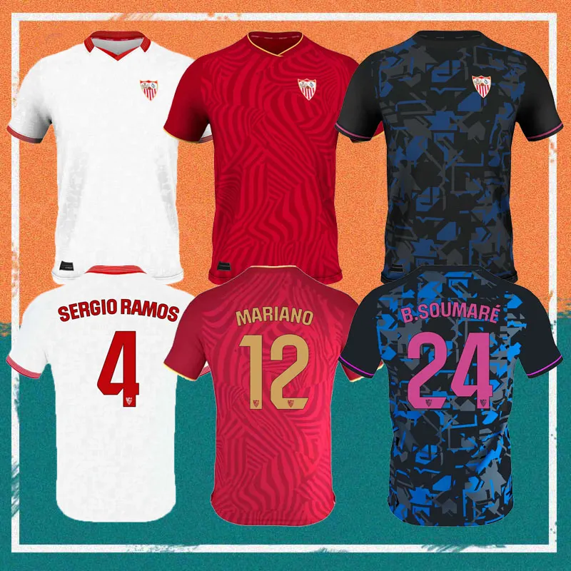 23/24 Sevilla SUSO SERGIO RAMOS Футбольные майки 2023 Домашняя футболка L.OCAMPOS I.RAKITIC MARTIAL Maillots Футболка J.NAVAS RAFA MIR J. NAVAS B.SOUMARE футбольная форма