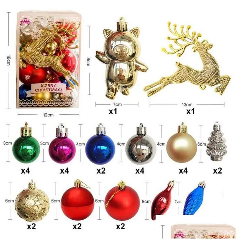 Christmas Decorations 30Pcs Ornaments Bright Ball Gift Package Set Window Decoration Colorf Hanging Tree Pendant Drop Delivery Home Ga Dhxbn