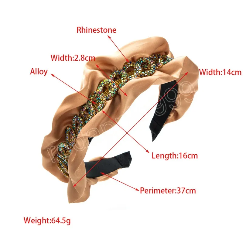 Lyxmask veckat diamantband pannband mode hårtillbehör kvinnor trend fest hårband hårband hoop flicka huvudbonader