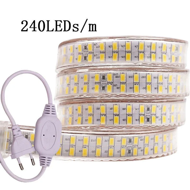 LED-Streifen, Streifenlicht, 240 LEDs, zweireihig, 220 V, 110 V, Smd 5730, flexibles Band, kristallklarer PVC-Schlauch für dauerhaften Einsatz und helle Leistung, Dhfxz