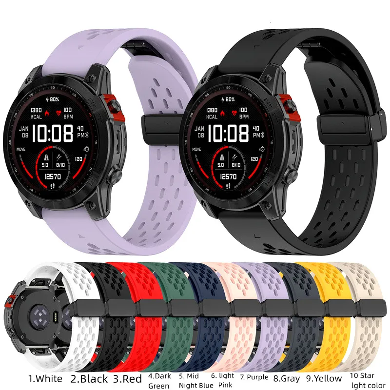 Для Garmin Fenix 7 7X pro сетчатый силиконовый ремешок со складной пряжкой, ремешок для умных часов Garmin 7s pro 6S 5S, 20 мм, 22 мм, 26 мм, быстросъемный браслет, браслет