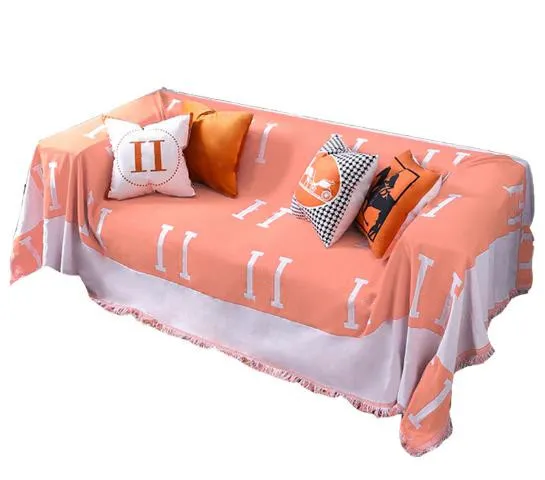 Modern Entry Lux Style Home Sofa Towel Orange Big Brand Knitted Blanket Fashion Cover Blankets Dust Cover High-end