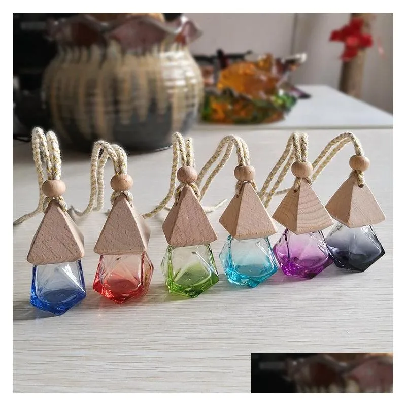 Essential Oils Diffusers Diamond Car Per Bottle Pendant Empty Air Freshener Fragrance Diffuser Glass Portable T2I52123 Drop Delivery H Dhodk