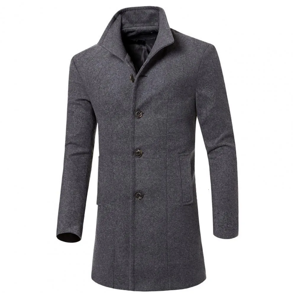 Misto lana da uomo Cappotto invernale di lana da uomo monopetto Slim Fit Cappotto lungo Solido colletto con bavero Autunno Inverno Streetwear Giacche 230912