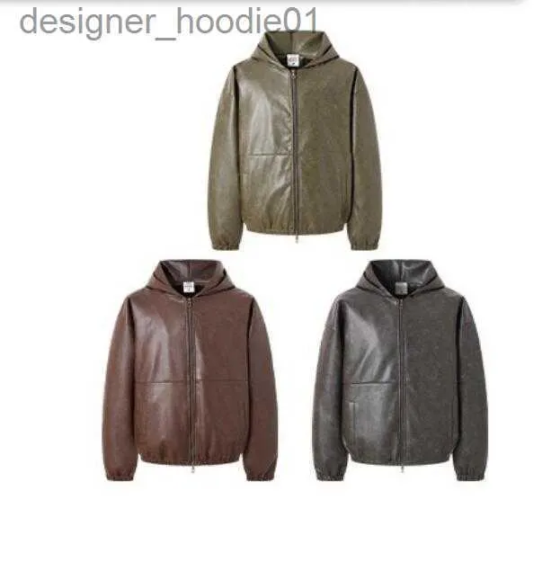 Men's Fur Faux Fur Leather Jacket XXL XL L M Coat Men Women Zipper Hoody Coats L230913