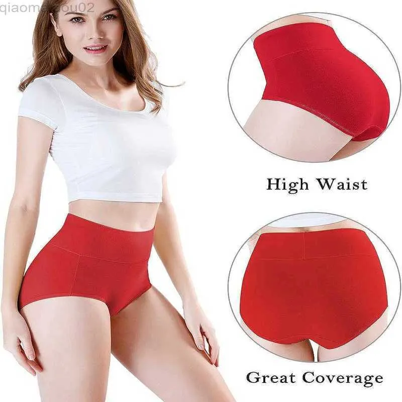 Womens High Waisted Cotton Underwear Soft Full Briefs Panties