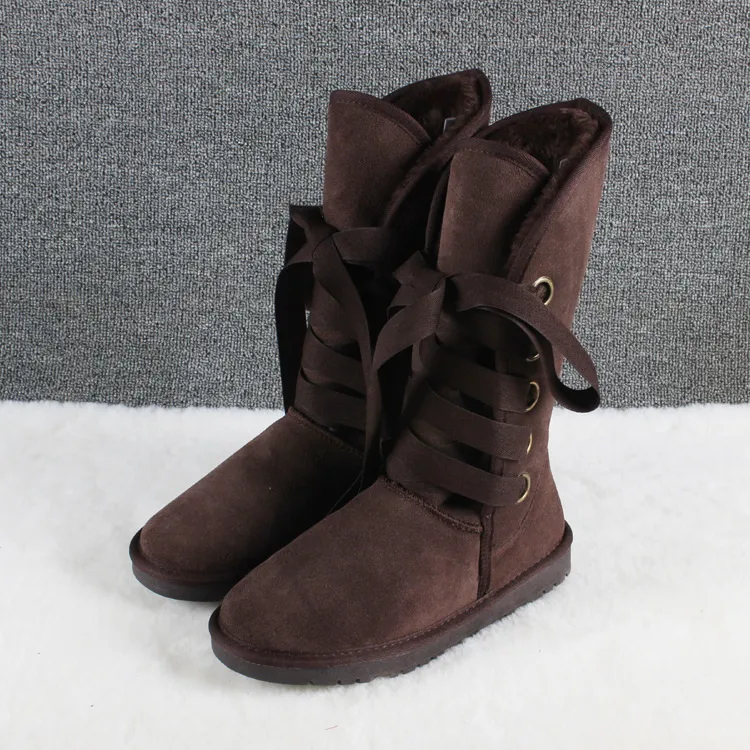 2023 New Fashion Genuine Cowhide Leather Snow Boots Australia Classic Women High Boots Warm Winter Shoes For Women Big Size 35-43